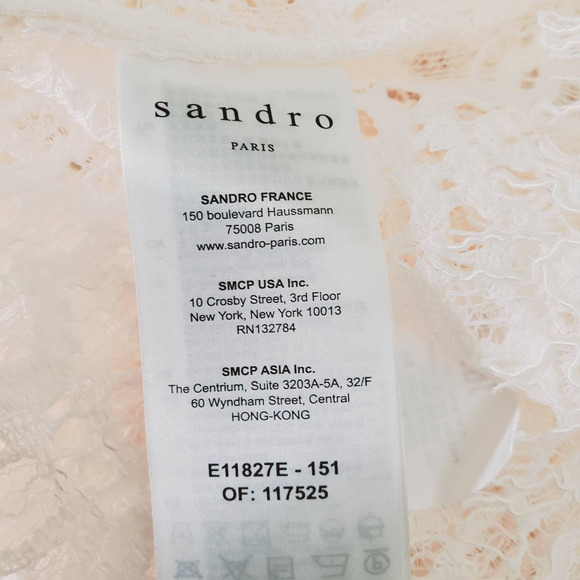 Sandro Paris Alycia Guipure Lace Scalloped Victorian Blouse Nude White NWT Small - Picture 12 of 14